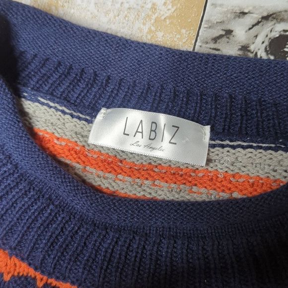 La biz ribbed knit colorful horizontal stripe Crewneck sweater - Picture 3 of 6
